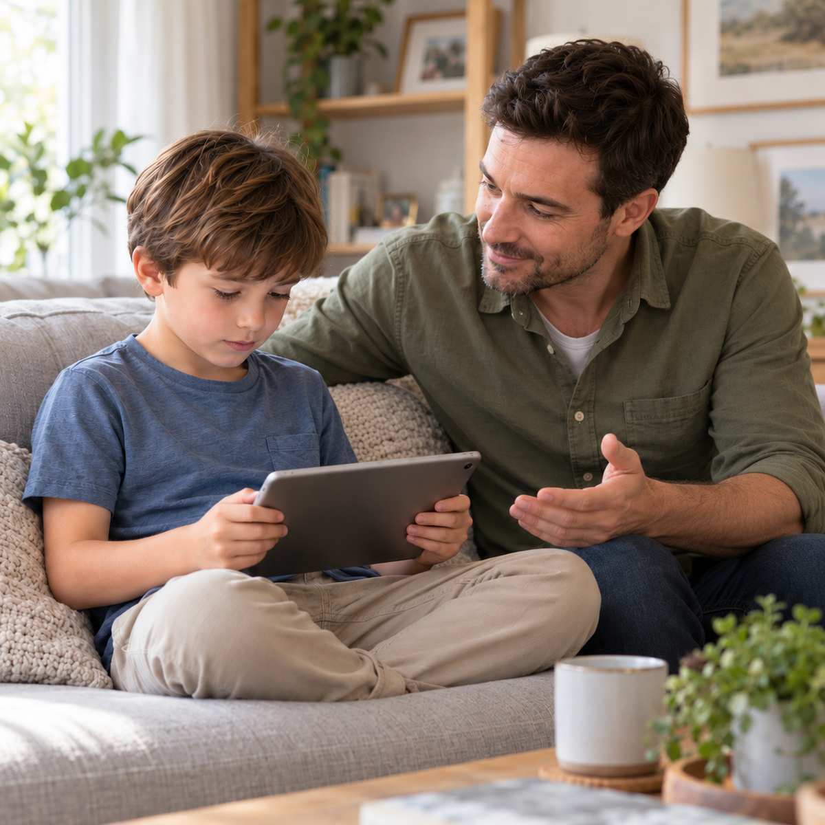 Father inviting his child to spend time together